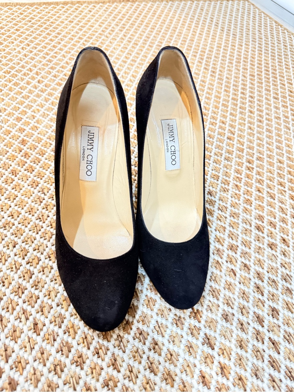 Jimmy Choo Black Suede Pointed-Toe Pumps